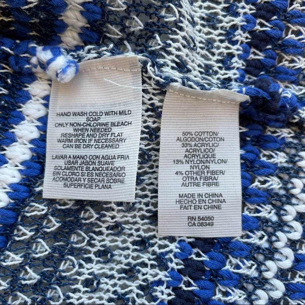 2 for $25 Rachel Roy blue white knit snap front cardigan M - Picture 8 of 8